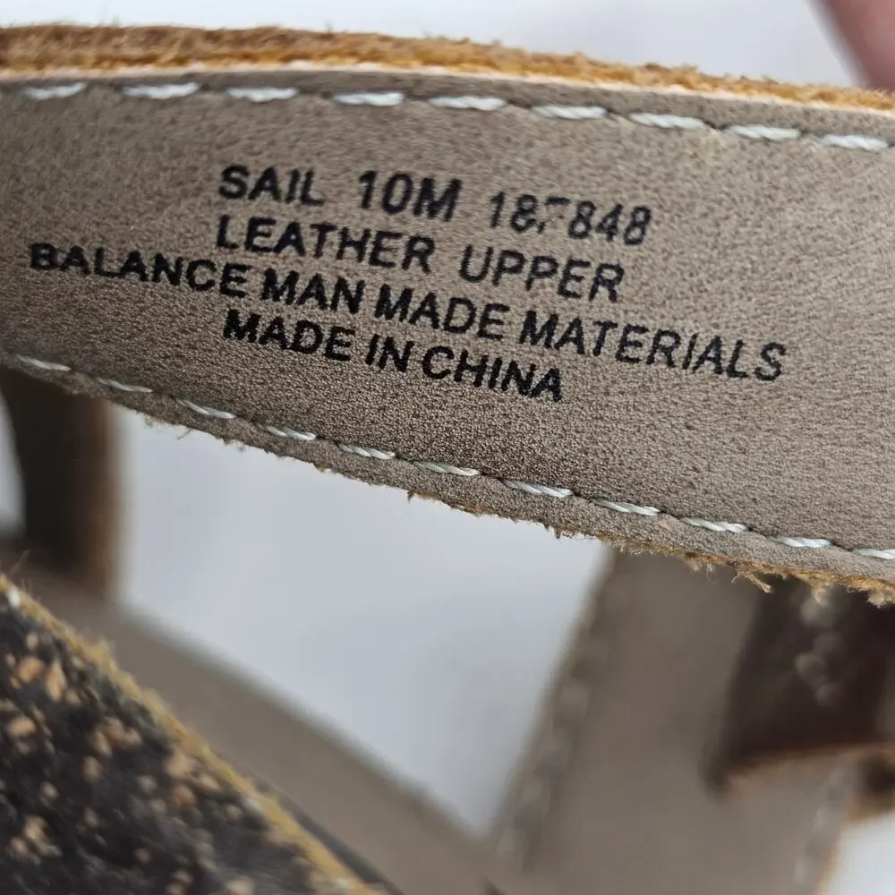OTBT Sail Leather Strappy Wedge Sandal Gold Womens 10 M Boho Beachy Bohemian